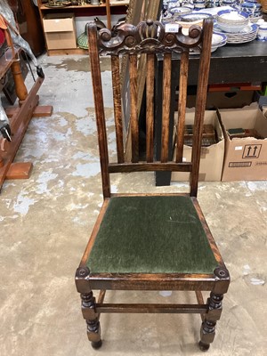 Lot 1336 - Set six 1930s Carolean revival carved oak dining chairs