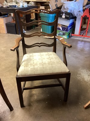 Lot 1341 - Georgian mahogany ladder back elbow chair