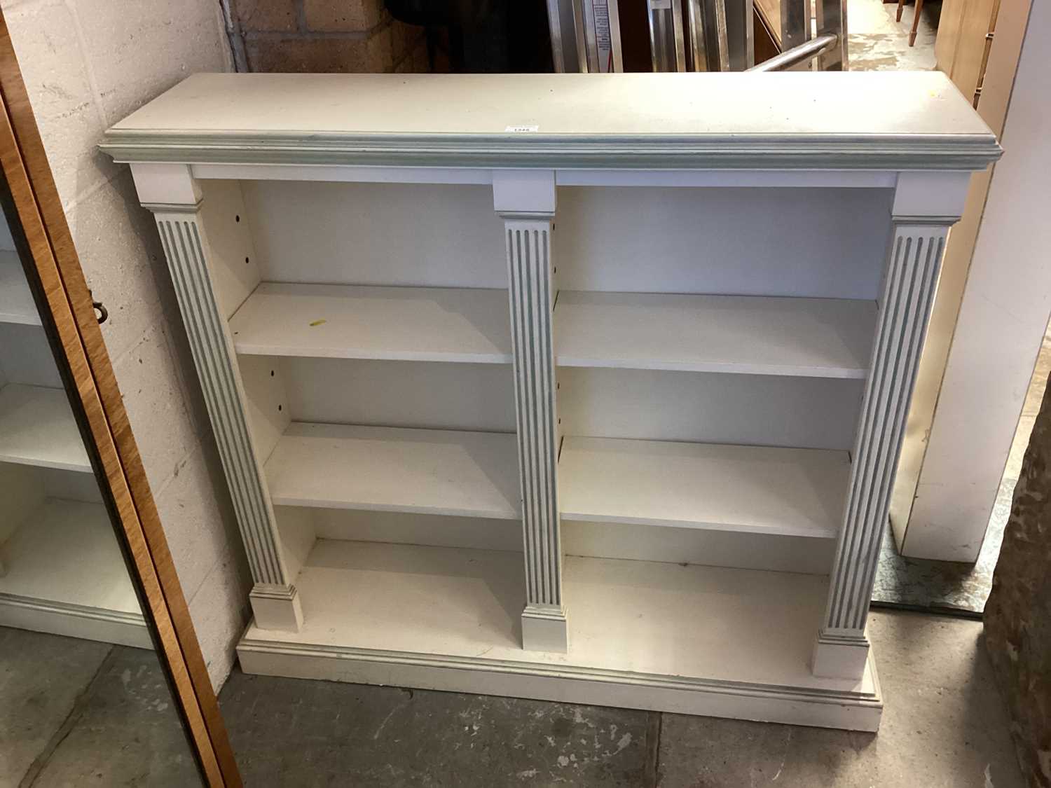 Lot 1345 White painted open bookcase with open