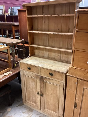 Lot 1348 - Victorian pine small dresser with raised back, two drawers and two panelled doors 180cm high, 82cm wide, 43cm deep