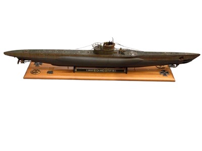 Lot 694 - Large scale model of U-Boot U552 TYP VII C mounted on plinth, plus one other (2)