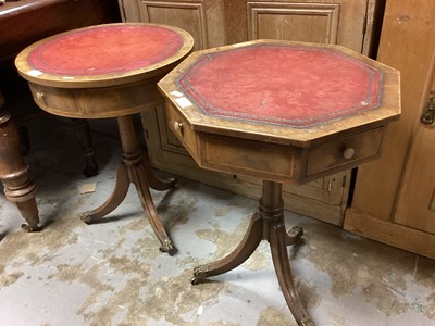 Lot 1351 - Two reproduction drum occasional tables on tripod bases