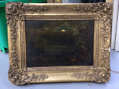 Lot 229 - Manner of Sebastian Pether, oil on canvas - moonlit landscape with a gipsy camp