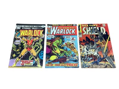 Lot 25 - Three Marvel Comics Strange Tales Ft Warlock #178 (1975) (UK Price Variant) Ongoing stories featuring Adam warlock begin, first appearance of Magus, first team appearance of The Universal Church of...