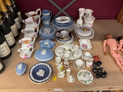 Lot 706 - Royal Crown Derby Derby Posies jugs, Wedgwood jasper ware & dolls house ware