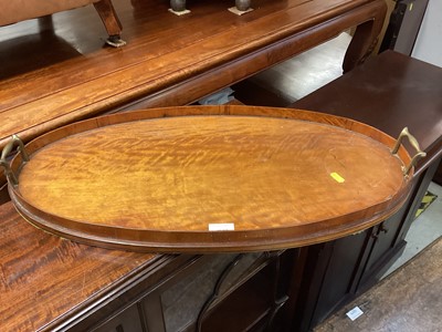 Lot 1358 - 19th century satinwood oval tray with brass handles 71cm x 37cm