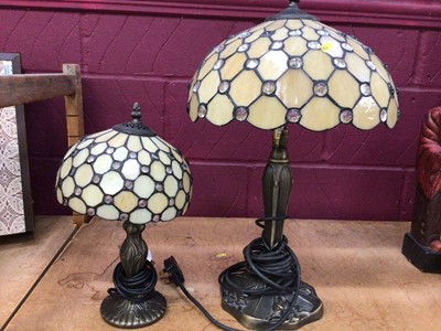 Lot 708 - Two Tiffany style table lamps