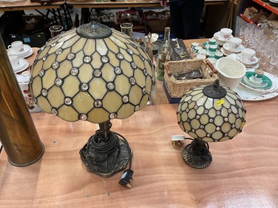 Lot 708 - Two Tiffany style table lamps