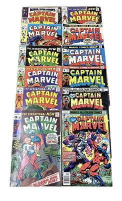 Lot 49 - Marvel Comics Captain Marvel #16-21 #25-27 #36 #55 (UK and American Price Variant), Debut of Captain Marvel's new suit in issue #16. Cover appearance of Captain Marvel in Suit issue #17. Captain Ma...