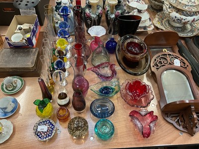 Lot 455 - Collection of various art glass items to include vases, bowls and paperweights by Mdina, Murano and others.