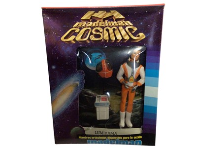 Lot 135 - Madelman (1980-1983) Cosmic Commandante Astronave with 6 1/2" action figure in orange & white space suit, in window box Ref: 900 (1)