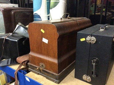 Lot 187 - Bakelite television, sewing machine, pair of 1970s lamps, cameras, etc