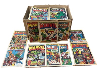 Lot 112 - Marvel Comics the mighty world of Marvel weekly magazine (1972 to 1979), a large group to include issue #1 (poor condition and no free gifts). A complete run from issue #1 - #303, #307, #308 and #3...