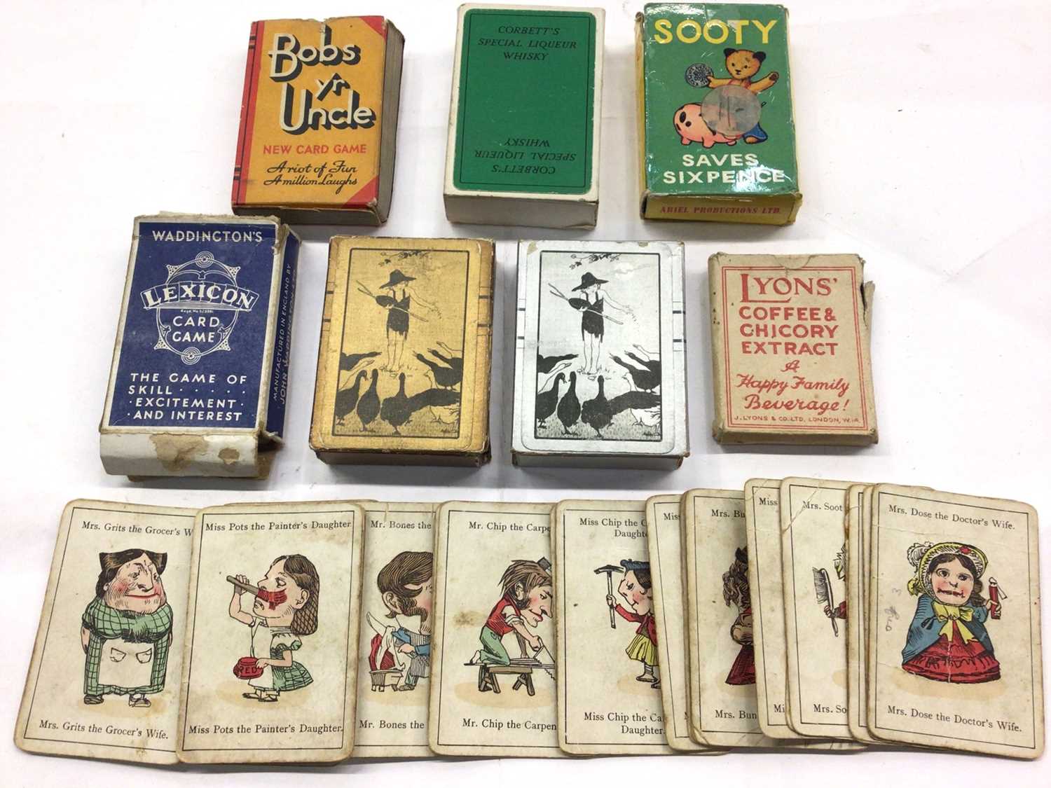 Lot 368 - Group of vintage playing cards including Happy Families, Sooty Saves Sixpence and Bobs Your Uncle