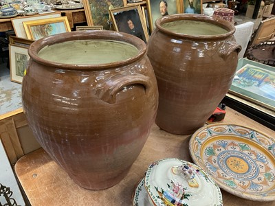 Lot 484 - Two large stoneware vessels, each approximately 45cm in height.