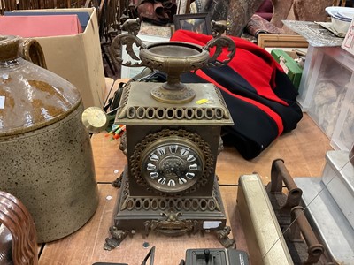 Lot 491 - Ornate late 19th century Belgian brass mantle clock.