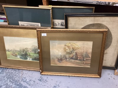 Lot 663 - Two Victorian East Anglian school watercolour landscapes and sundry pictures