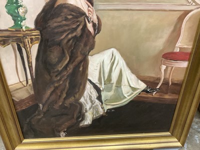 Lot 236 - After Valentin Serov, oil on canvas, portrait of Princess Orlova, 96 x 50cm, framed