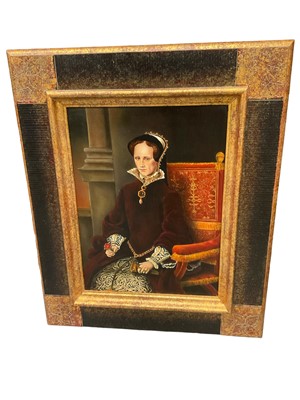 Lot 251 - 17th century style oil on canvas portrait of Queen Mary I, 40 x 31cm