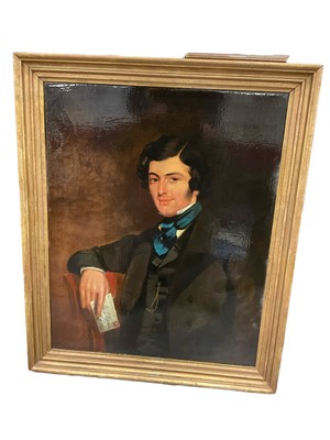 Lot 249 - 19th century English school, oil on canvas portrait of Mr C Upson, 70 x 56cm, framed