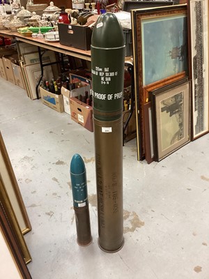 Lot 233 - Large 1970s free standing shell case with dummy shell, together with a similar smaller shell, large shell approx 116cm in height (2)