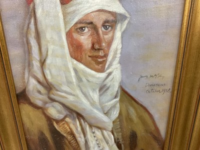 Lot 241 - Modern oil on canvas depicting Lawrence of Arabia, 42 x 30cm