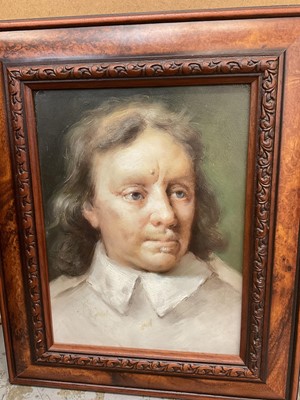 Lot 238 - Two oil on canvas depictions of Oliver Cromwell, framed