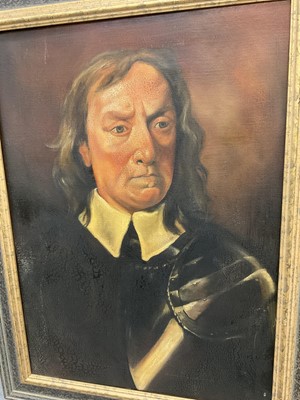 Lot 238 - Two oil on canvas depictions of Oliver Cromwell, framed