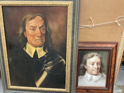 Lot 238 - Two oil on canvas depictions of Oliver Cromwell, framed