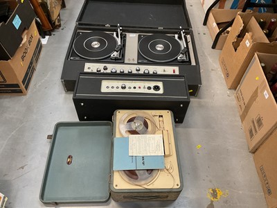 Lot 659 - D.J. Electronics Limited Disco MKIII decks, disc master power amplifier and a reel to reel tape player.