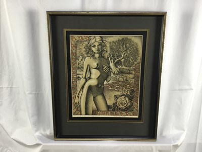 Lot 75 - Patrick Woodroffe (born 1940) - "Alice" (Etching from three plates) No.29 of an edition of fifty only, signed and dated January 1973.