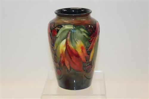 Lot 2007 - Moorcroft pottery vase, decorated in the leaf...