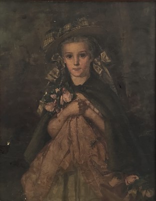 Lot 3 - Attributed to Claude Hayes, oil on canvas - Portrait of a Young Girl, inscribed verso, 50cm x 40cm, framed