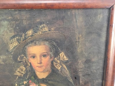 Lot 3 - Attributed to Claude Hayes, oil on canvas - Portrait of a Young Girl, inscribed verso, 50cm x 40cm, framed