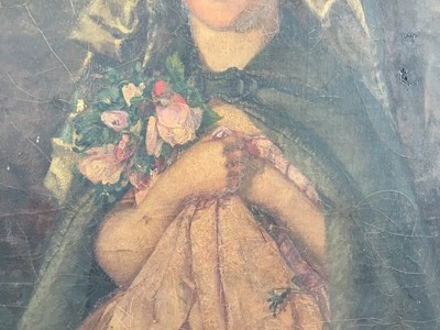 Lot 3 - Attributed to Claude Hayes, oil on canvas - Portrait of a Young Girl, inscribed verso, 50cm x 40cm, framed