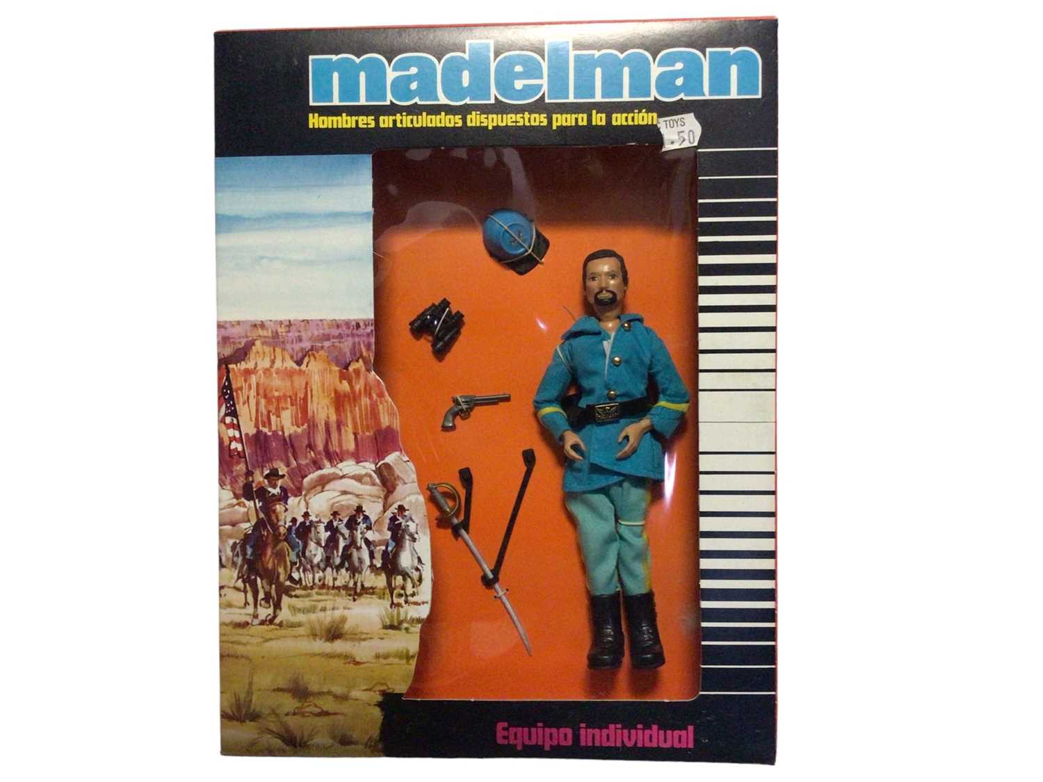 Lot 147 - Madelman (1977-1983) Capitan 7th Caballeria Ref: 1.226, Apoyo Tacitico Ref: 1.066, Picador Mina Ref: 1.229 6 1/2" action figures, plus Picador Mina (without accessories), all in window boxes (two f...