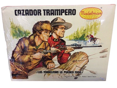 Lot 154 - Madelman (1977-1983) Cazador Trampero Ref: 510 & Buscador de Oro Ref: 503 Equipo Basico with 6 1/2" action figure, in sealed window box (2)