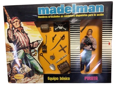 Lot 156 - Madelman (1977-1983) Pirata Equipo Basic with 6 1/2" action figure Ref: 506 (sealed) (x2) & Pirata Conjunto Especial (not sealed) Ref:600, in window box (3)