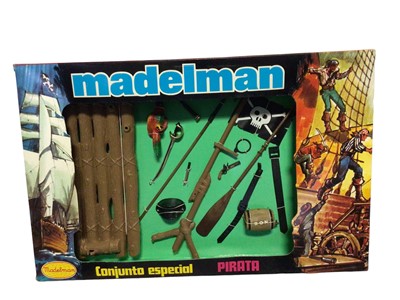 Lot 156 - Madelman (1977-1983) Pirata Equipo Basic with 6 1/2" action figure Ref: 506 (sealed) (x2) & Pirata Conjunto Especial (not sealed) Ref:600, in window box (3)