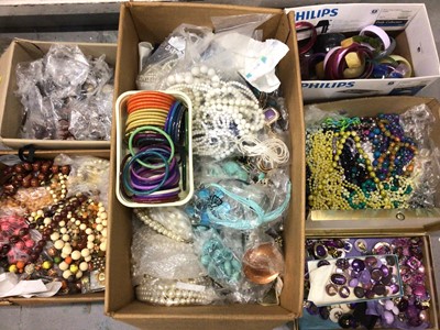 Lot 1118 - Large quantity of vintage costume jewellery, mostly plastic bead necklaces, bangles and clip on earrings