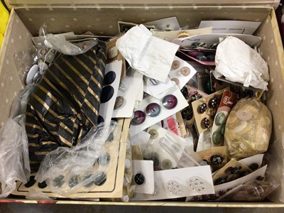 Lot 585 - Quantity of bags including Kipling, vintage hats, clothing, knitting related books, buttons etc