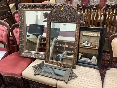 Lot 1395 - Old North Indian carved framed mirror, gilt framed mirror and two others (4)