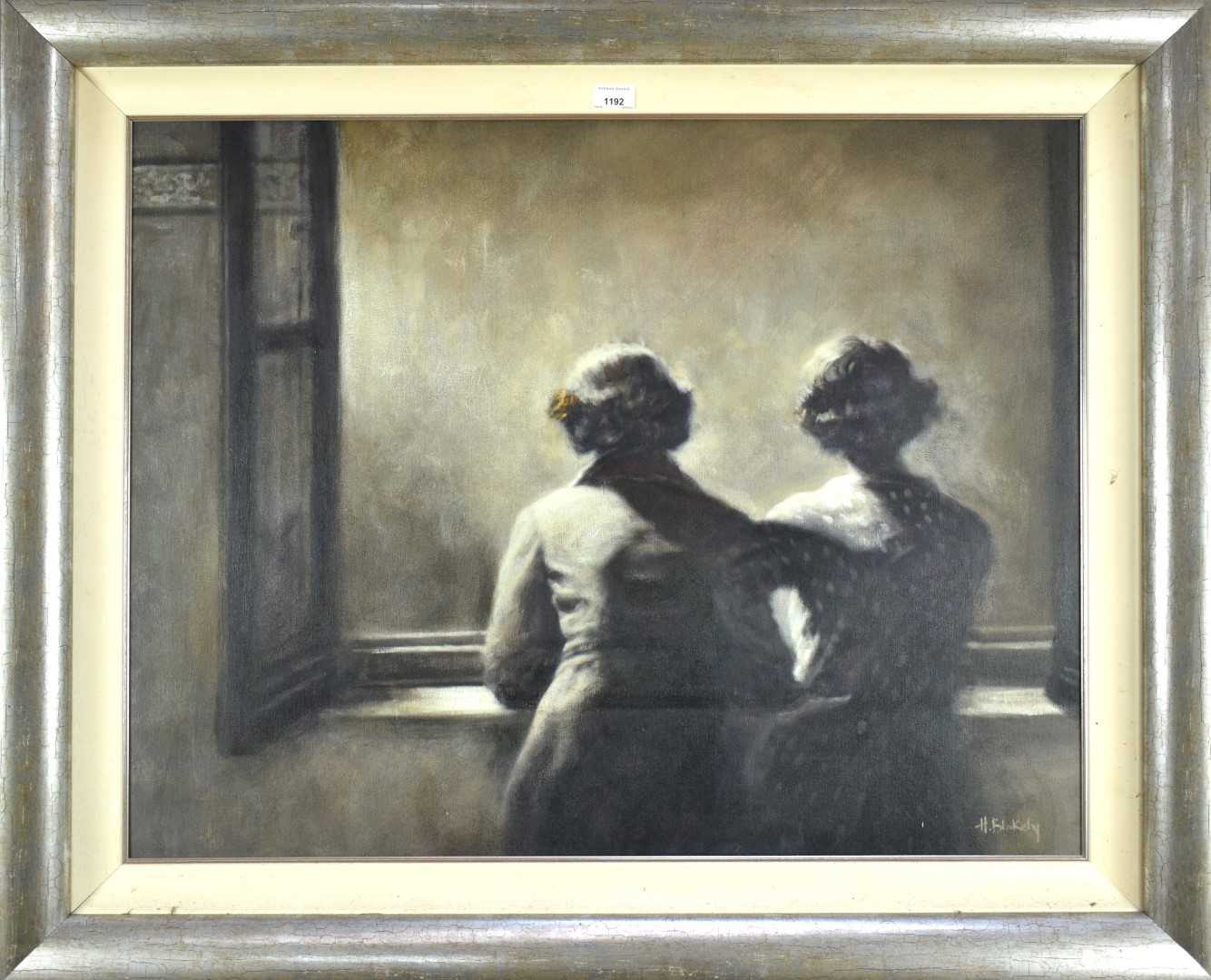 Lot 1192 - Hamish Blakely (b.1968) oil on canvas - A New Day, signed, titled and dated 2006 verso with dedication, 69cm x 88cm, in silver gilt frame