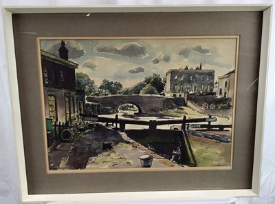 Lot 227 - Arrobus, watercolour - City Road Lock, 37cm x 54cm, signed and titled, in glazed frame