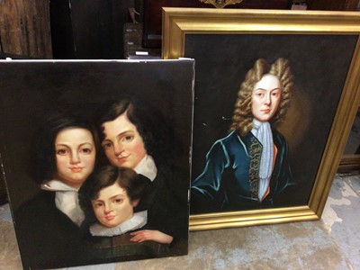 Lot 555 - Group of reproduction oil on canvas portraits and other pictures.