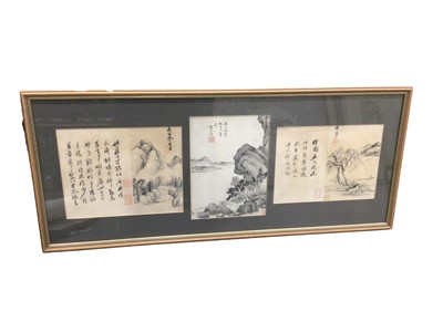 Lot 394 - Group of five framed Chinese paintings and a scroll painting (6)