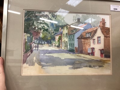 Lot 559 - David Wood, watercolour Dedham High Street and sundry pictures