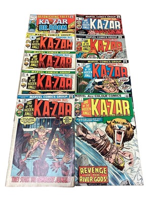 Lot 68 - Marvel Comics Astonishing Tales featuring Ka-Zar and Dr. Doom #5 (1971). Together with Astonishing Tales #9, #11 - origin of Ka-Zar and Zabu, #13 - first cover and third appearance of Man-Thing, #1...