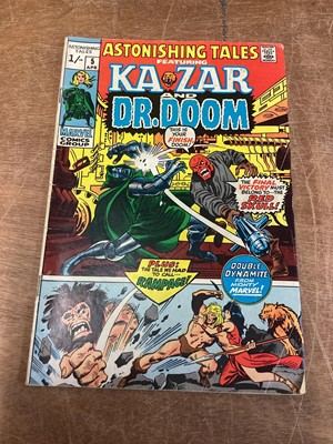 Lot 68 - Marvel Comics Astonishing Tales featuring Ka-Zar and Dr. Doom #5 (1971). Together with Astonishing Tales #9, #11 - origin of Ka-Zar and Zabu, #13 - first cover and third appearance of Man-Thing, #1...