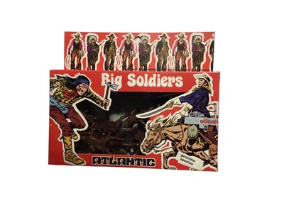 Lot 166 - Atlantic Far West Big Soldiers BS 02 mixed lot including Cowboys, Geronimo Apaches (x2) & Soiux (x4), sealed boxes (7)